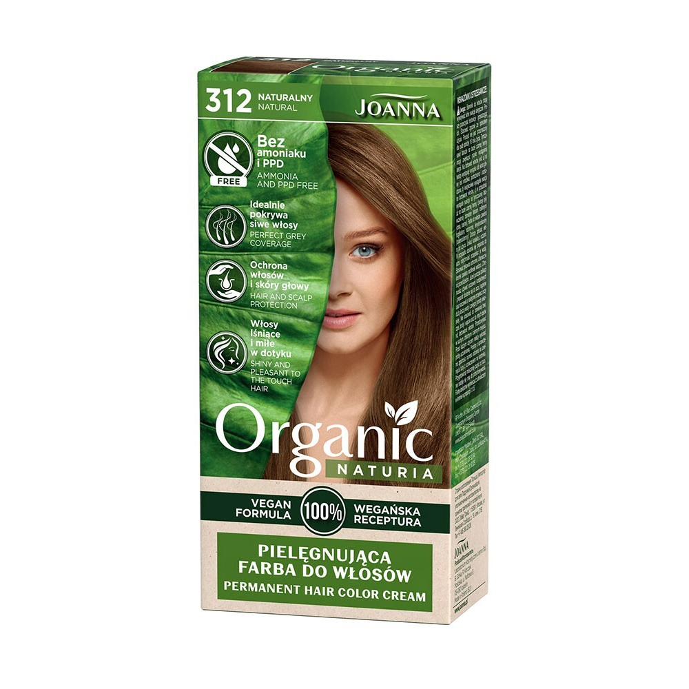 Безаміачна стійка крем-фарба для волосся Joanna Naturia Organic Permanent Color Cream 312 Natural, 100 мл