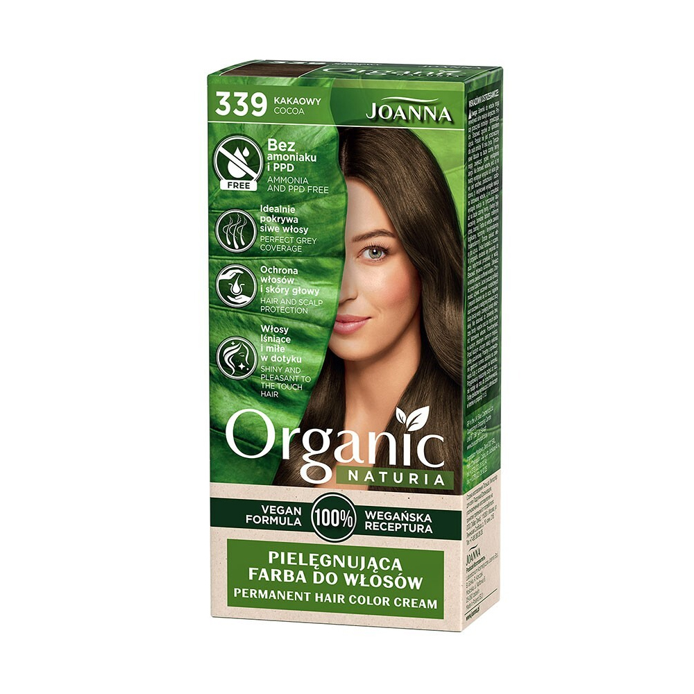 Безаміачна стійка крем-фарба для волосся Joanna Naturia Organic Permanent Color Cream 339 Cocoa, 100 мл