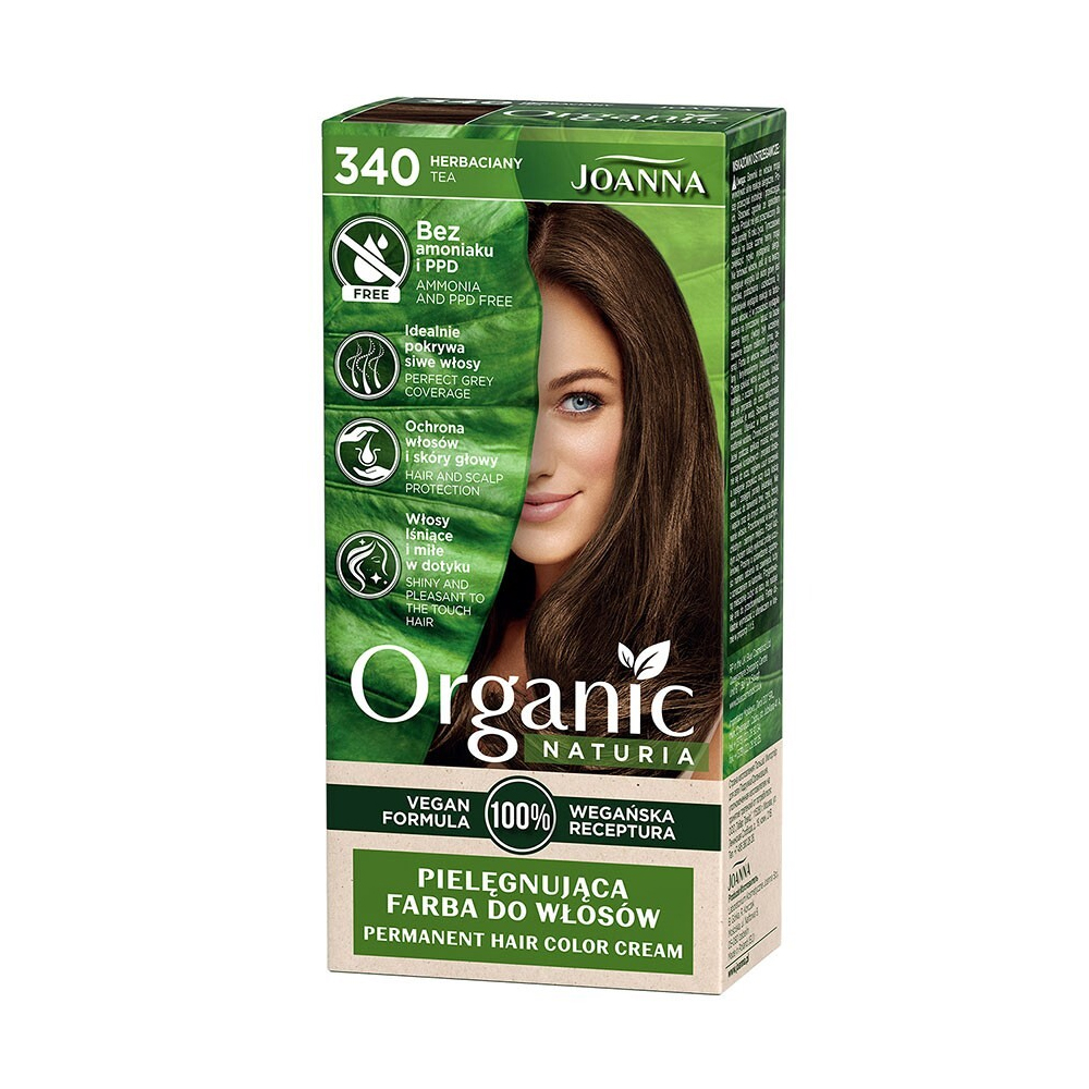 Безаміачна стійка крем-фарба для волосся Joanna Naturia Organic Permanent Color Cream 340 Tea, 100 мл