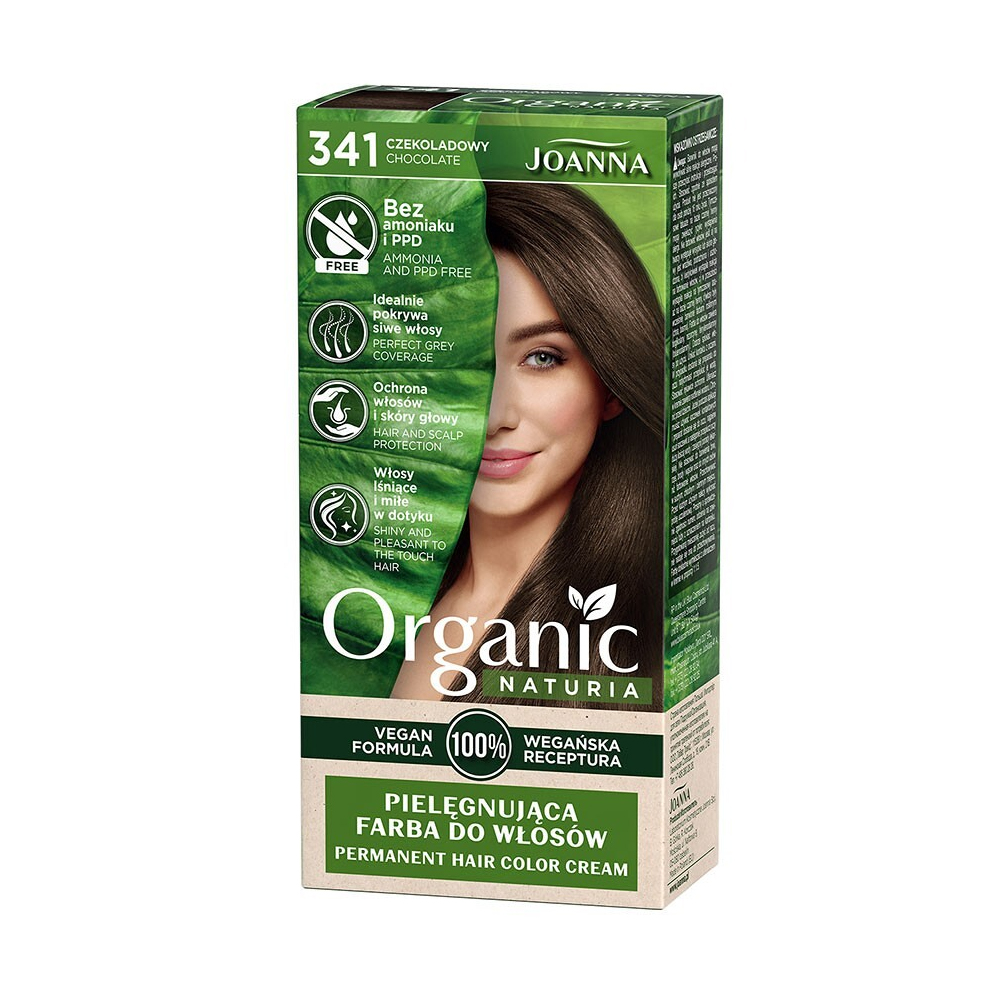 Безаміачна стійка крем-фарба для волосся Joanna Naturia Organic Permanent Color Cream 341 Chocolate, 100 мл