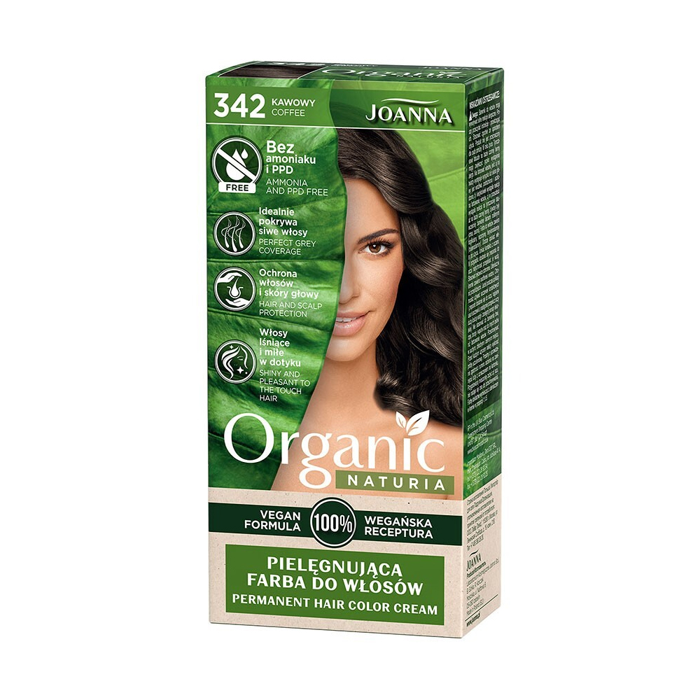 Безаміачна стійка крем-фарба для волосся Joanna Naturia Organic Permanent Color Cream 342 Coffee, 100 мл